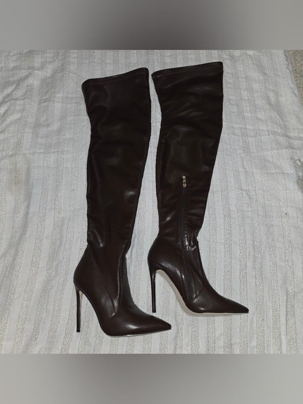Up2Step - Over-the-Knee Pointed Stiletto Boots - Dark Brown